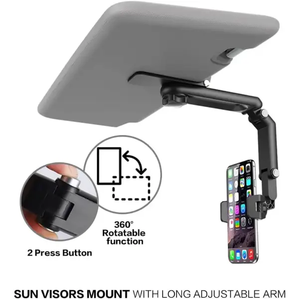 Sun Visor Phone Holder for Car Multifunctional 360° Rotating Sun Visor Cell Phone Holder with IPhone/Samsung/Android