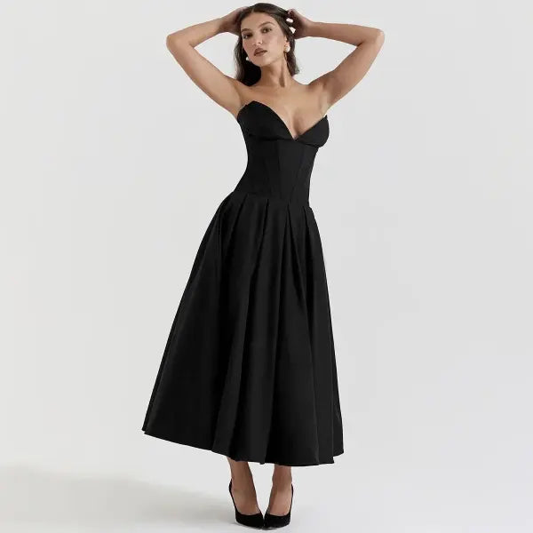 Suninheart Summer Elegant Woman Dress 2024 New Arrivals Wine Formal Occasion Corset Dress Long Party Dresses Female