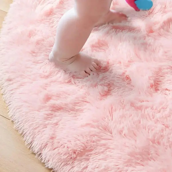 Soft Plush Round Rug for Unisex (Fluffy White Fabric) Home Decor
