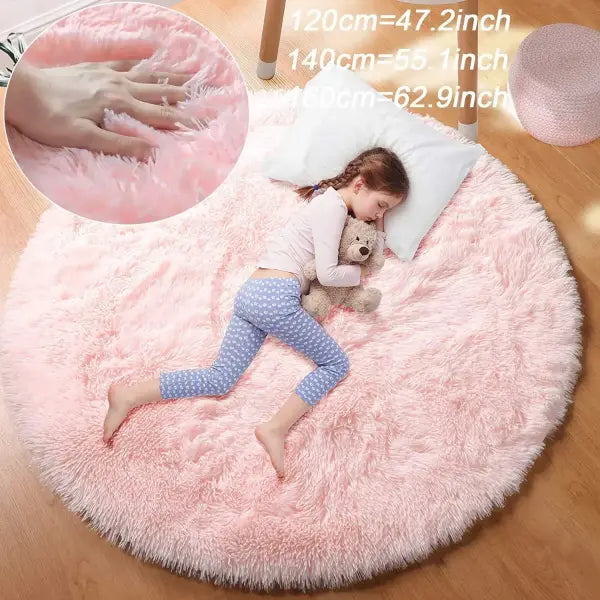 Soft Plush Round Rug for Unisex (Fluffy White Fabric) Home Decor