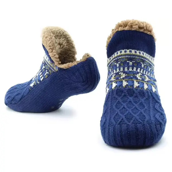 Unisex Winter Floor Socks – Super Warm Non-Slip Velvet Snow Slippers for Cozy Home Wear - Blue / 43-45(28cm)