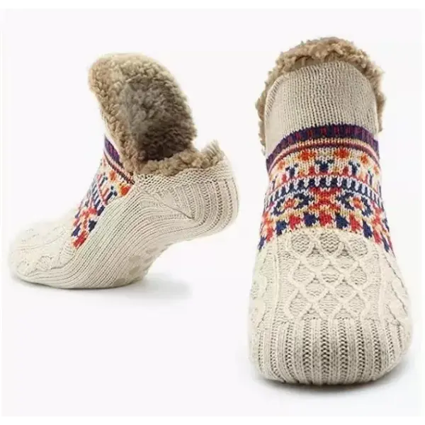 Unisex Winter Floor Socks – Super Warm Non-Slip Velvet Snow Slippers for Cozy Home Wear - Beige / 40-42(26cm)