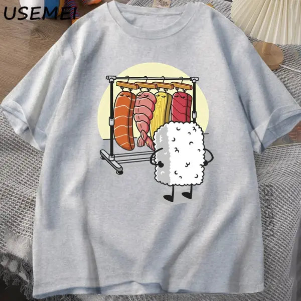 Sushi Wardrobe T Shirt Women Men Funny High Quality T-shirt Cotton Graphic T Shirts Loose Short-sleeve Pritned Tshirt
