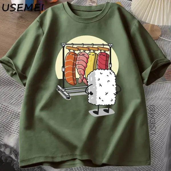 Sushi Wardrobe T Shirt Women Men Funny High Quality T-shirt Cotton Graphic T Shirts Loose Short-sleeve Pritned Tshirt