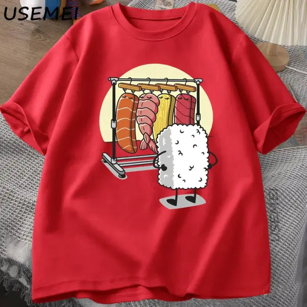 Sushi Wardrobe T Shirt Women Men Funny High Quality T-shirt Cotton Graphic T Shirts Loose Short-sleeve Pritned Tshirt