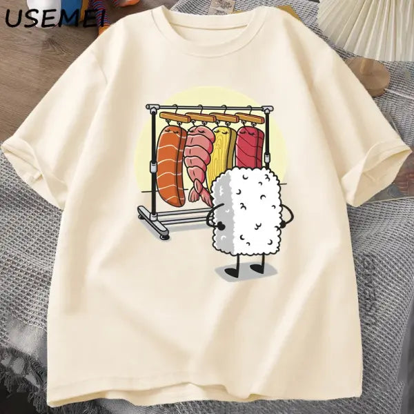 Sushi Wardrobe T Shirt Women Men Funny High Quality T-shirt Cotton Graphic T Shirts Loose Short-sleeve Pritned Tshirt