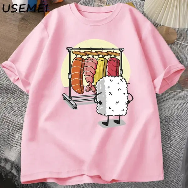 Sushi Wardrobe T Shirt Women Men Funny High Quality T-shirt Cotton Graphic T Shirts Loose Short-sleeve Pritned Tshirt