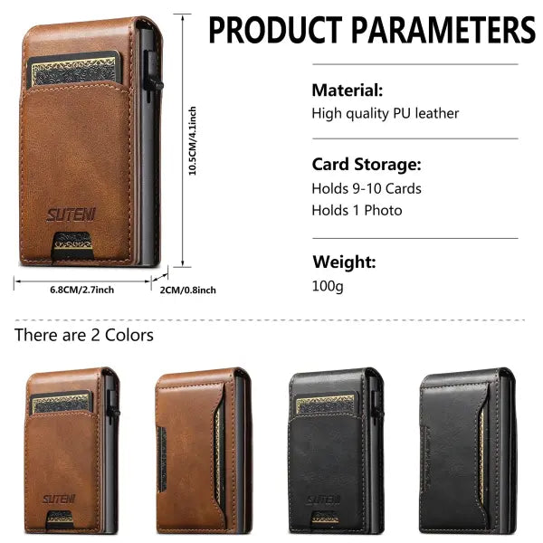 Artificial Leather Men Wallet with Storage Compartment and Card Ejector