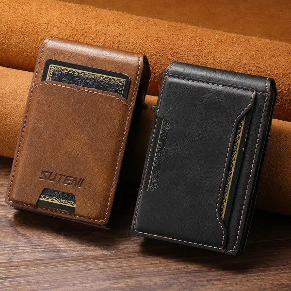Artificial Leather Men Wallet with Storage Compartment and Card Ejector