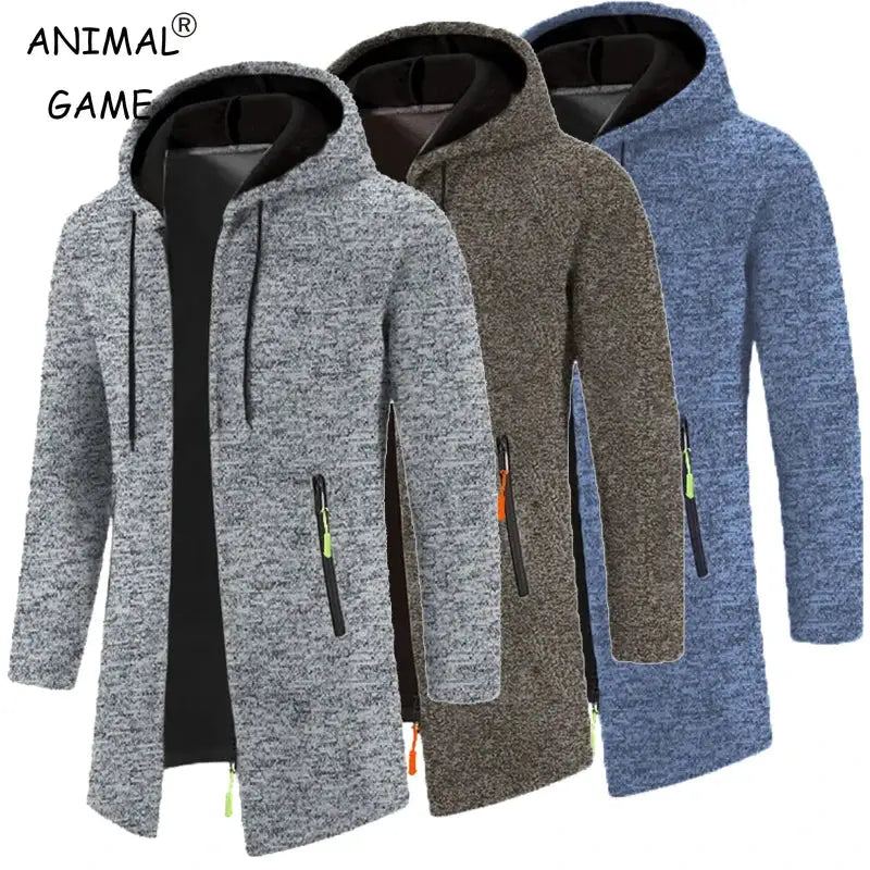 Sweatwear Men’s Hoodies Long Sleeve Sweatshirts for Men Zipper Hooded Mens Oversize Winter Top Jacket Coat Black Sweater