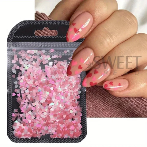 SWEET TREND Love Heart Nail Decorations in Black, Red, and Pink - Himpall