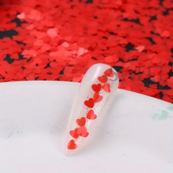 SWEET TREND Love Heart Nail Decorations in Black, Red, and Pink - Himpall
