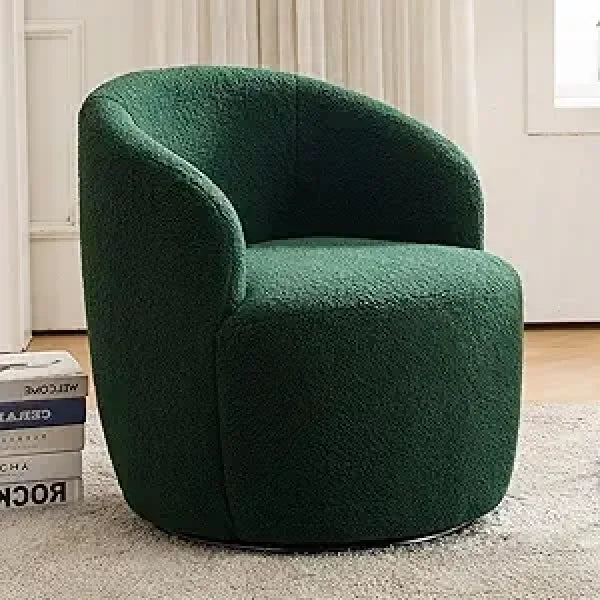 Swivel Barrel Chair Set of 2 - 360° Comfy Round Sofa Armchair with Padded Arms - United States / Green