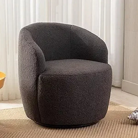 Swivel Barrel Chair Set of 2 - 360° Comfy Round Sofa Armchair with Padded Arms - United States / Dark Gray