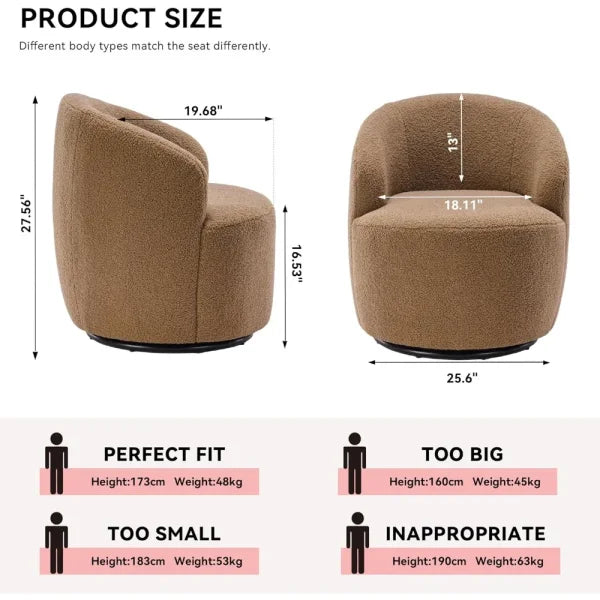 Swivel Barrel Chair Set of 2 - 360° Comfy Round Sofa Armchair with Padded Arms