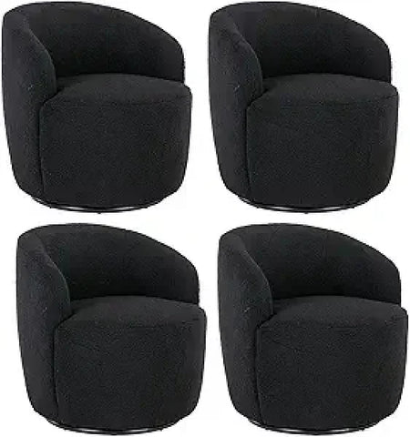 Swivel Barrel Chair Set of 2 - 360° Comfy Round Sofa Armchair with Padded Arms - United States / 4 Pcs Black