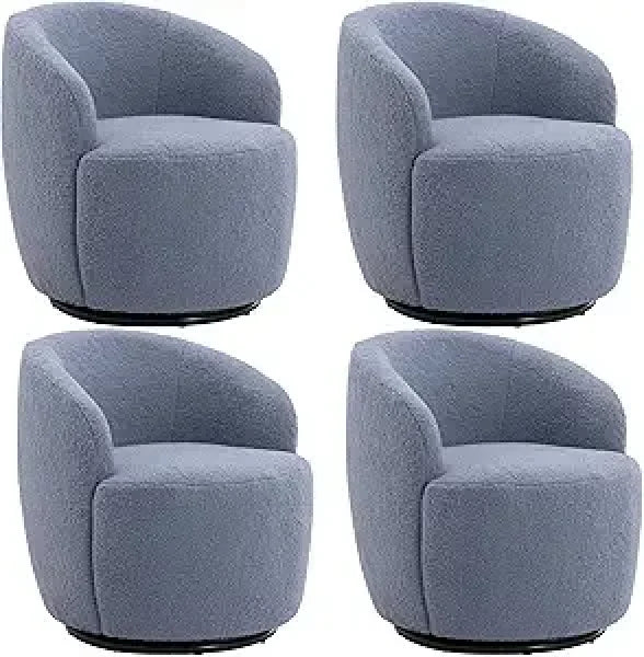 Swivel Barrel Chair Set of 2 - 360° Comfy Round Sofa Armchair with Padded Arms - United States / 4 Pcs Light Blue