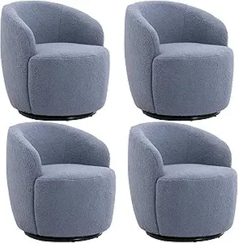 Swivel Barrel Chair Set of 2 - 360° Comfy Round Sofa Armchair with Padded Arms - United States / 4 Pcs Light Blue