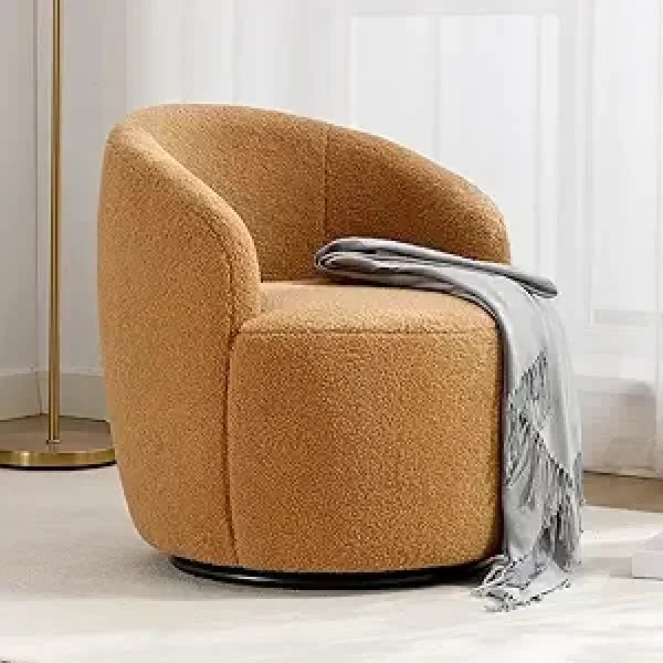 Swivel Barrel Chair Set of 2 - 360° Comfy Round Sofa Armchair with Padded Arms - United States / Kahaki