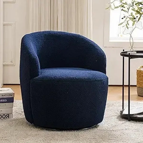 Swivel Barrel Chair Set of 2 - 360° Comfy Round Sofa Armchair with Padded Arms - United States / Blue