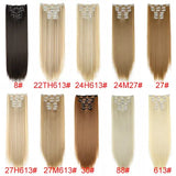 Synthetic 24Inch 16 Clips in Hair Extensions Long Straight Hairstyle Blonde Black Hairpieces Heat Resistant False Hair