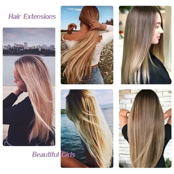 Synthetic 24Inch 16 Clips in Hair Extensions Long Straight Hairstyle Blonde Black Hairpieces Heat Resistant False Hair