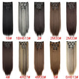 Synthetic 24Inch 16 Clips in Hair Extensions Long Straight Hairstyle Blonde Black Hairpieces Heat Resistant False Hair