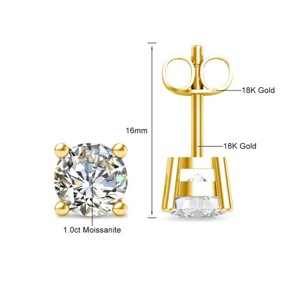 18k gold earrings for women (AU750 Moissanite) Luxurious Gifts