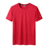 T-shirt Big Size 9XL for Men Quick Drying T-shirt for Men Round Neck Plus Size Short Sleeve Oversized T Shirt - red