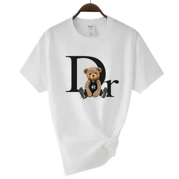 Women’s Luxury Brand Bear Graphic T-Shirt - Cute Designer Style Summer Cotton Tee - XY4000white / XS