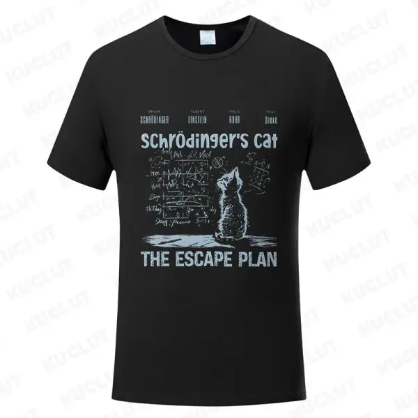 T Shirt for Men Clothing Fashion Cat The Escape Plan Geeky Printed T Shirts Harajuku Short Sleeve Tee Casual Men’s