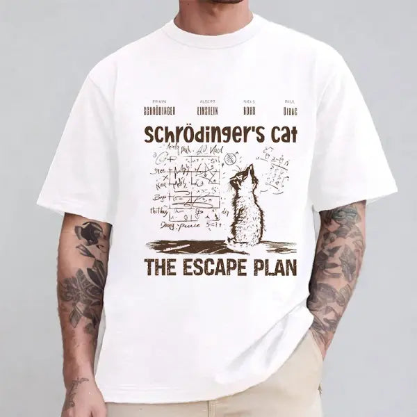 T Shirt for Men Clothing Fashion Cat The Escape Plan Geeky Printed T Shirts Harajuku Short Sleeve Tee Casual Men’s