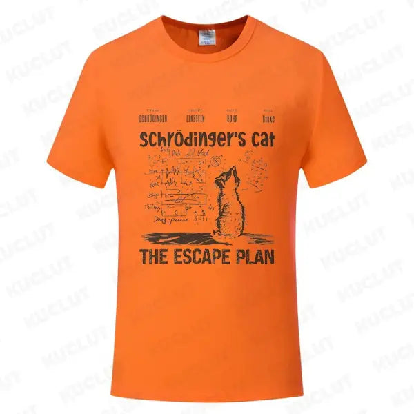 T Shirt for Men Clothing Fashion Cat The Escape Plan Geeky Printed T Shirts Harajuku Short Sleeve Tee Casual Men’s