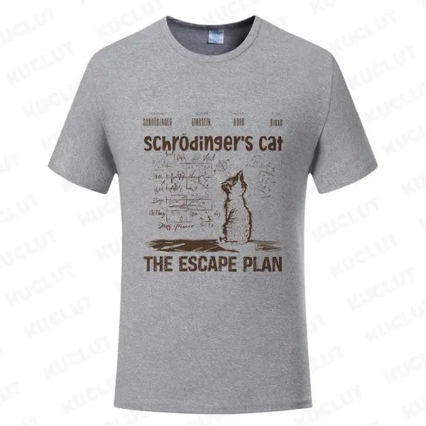T Shirt for Men Clothing Fashion Cat The Escape Plan Geeky Printed T Shirts Harajuku Short Sleeve Tee Casual Men’s