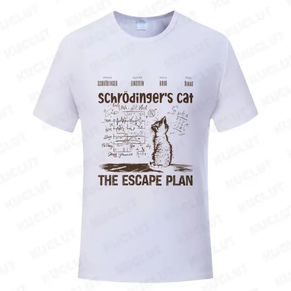 T Shirt for Men Clothing Fashion Cat The Escape Plan Geeky Printed T Shirts Harajuku Short Sleeve Tee Casual Men’s