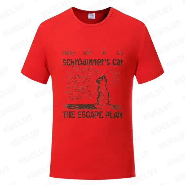 T Shirt for Men Clothing Fashion Cat The Escape Plan Geeky Printed T Shirts Harajuku Short Sleeve Tee Casual Men’s