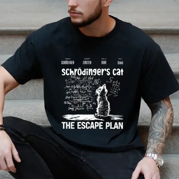 T Shirt for Men Clothing Fashion Cat The Escape Plan Geeky Printed T Shirts Harajuku Short Sleeve Tee Casual Men’s