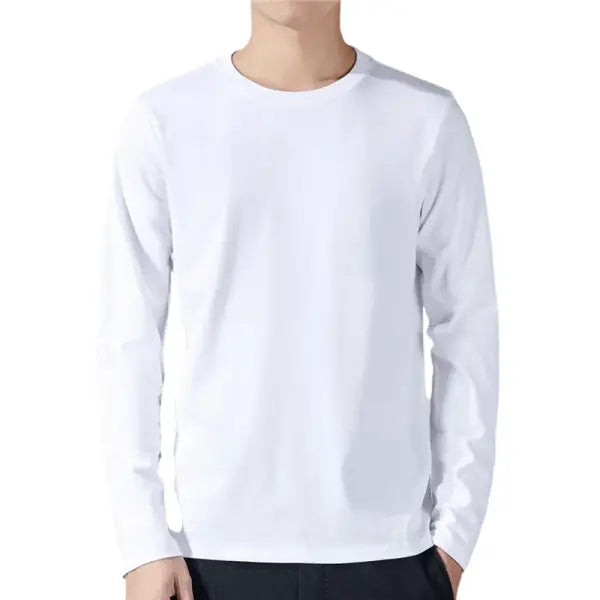 T Shirt For Men Cotton Long Sleeve T-shirts Solid Color Men’s Clothing Full Length Sleeve For Spring And Autumn