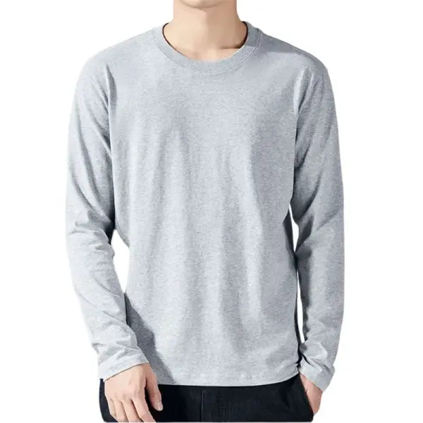 T Shirt For Men Cotton Long Sleeve T-shirts Solid Color Men’s Clothing Full Length Sleeve For Spring And Autumn