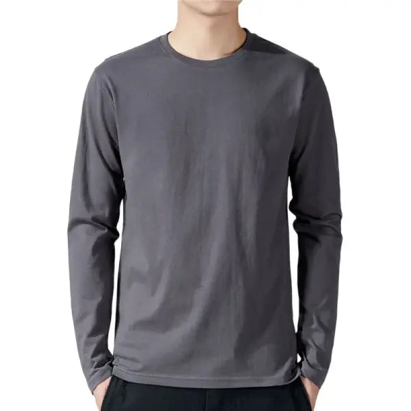 T Shirt For Men Cotton Long Sleeve T-shirts Solid Color Men’s Clothing Full Length Sleeve For Spring And Autumn