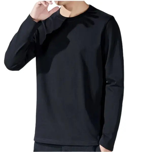 T Shirt For Men Cotton Long Sleeve T-shirts Solid Color Men’s Clothing Full Length Sleeve For Spring And Autumn
