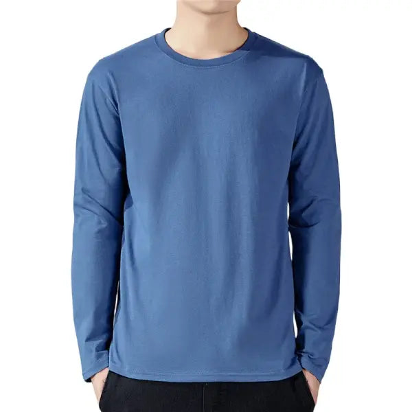 T Shirt For Men Cotton Long Sleeve T-shirts Solid Color Men’s Clothing Full Length Sleeve For Spring And Autumn