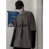 T-shirt for Men Summer Cross of Thorns Suitcase Men’s T-shirts Long-sleeved Dark Hip-hop Men’s oversize t-shirt Y2k T