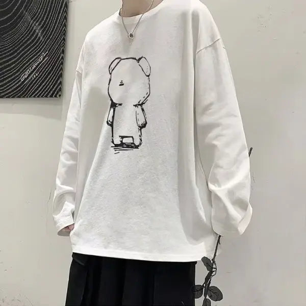 T-shirt for Men Summer Cross of Thorns Suitcase Men’s T-shirts Long-sleeved Dark Hip-hop Men’s oversize t-shirt Y2k T