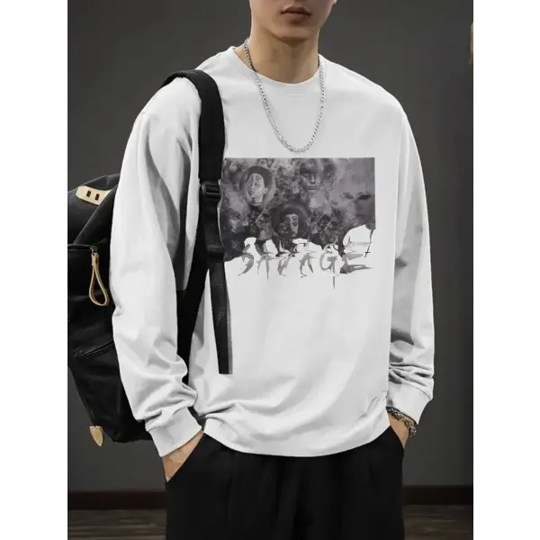 T-shirt for Men Summer Cross of Thorns Suitcase Men’s T-shirts Long-sleeved Dark Hip-hop Men’s oversize t-shirt Y2k T