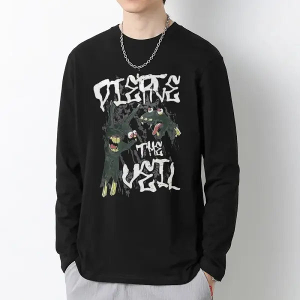 T-shirt for Men Summer Cross of Thorns Suitcase Men’s T-shirts Long-sleeved Dark Hip-hop Men’s oversize t-shirt Y2k T