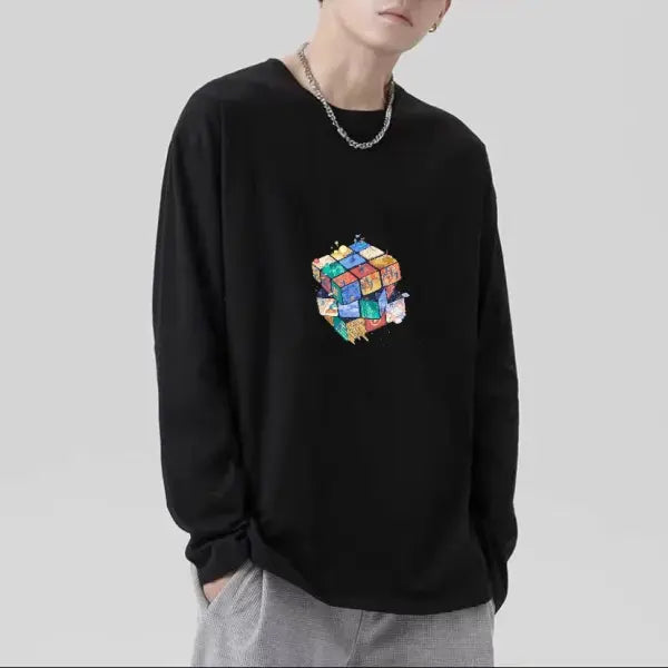 T-shirt for Men Summer Cross of Thorns Suitcase Men’s T-shirts Long-sleeved Dark Hip-hop Men’s oversize t-shirt Y2k T