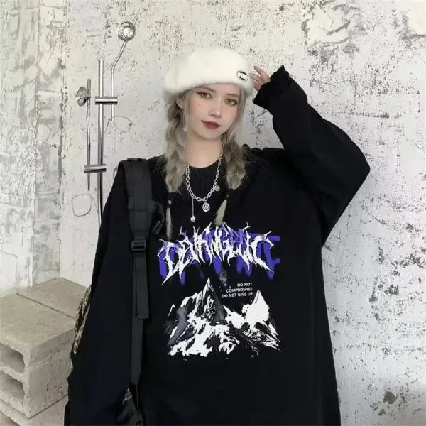 T-shirt for Men Summer Cross of Thorns Suitcase Men’s T-shirts Long-sleeved Dark Hip-hop Men’s oversize t-shirt Y2k T