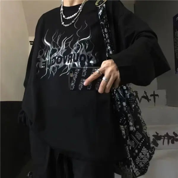 T-shirt for Men Summer Cross of Thorns Suitcase Men’s T-shirts Long-sleeved Dark Hip-hop Men’s oversize t-shirt Y2k T
