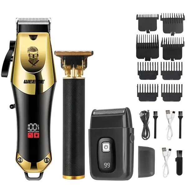 T9 Vintage Men’s Electric Hair Clipper Beard Trimmer/Rechargeable Hair Cutting Machine With Nose Hair Trimmer Kit